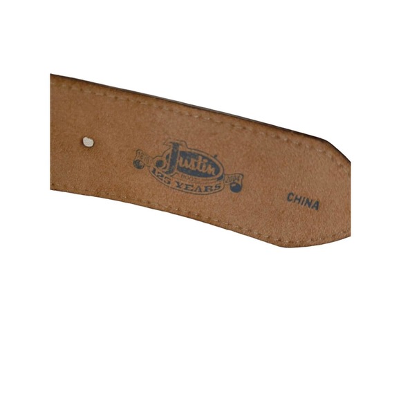 JUSTIN LEATHER WESTERN BELT VINTAGE C10114 SIZE 30 TAN / NATURAL GENTLY USED! - Picture 5 of 7